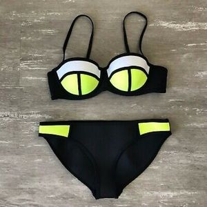 Triangl Neon and Black Demi Cup Bikini Set